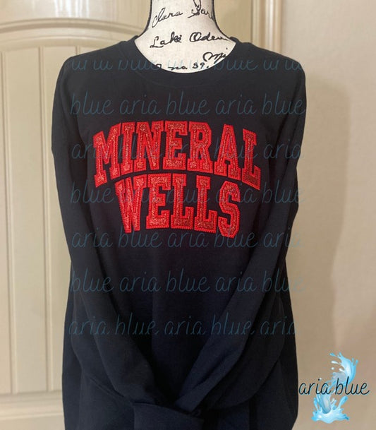 Mineral Wells Embroidery Glitter Appliqué Sweatshirt