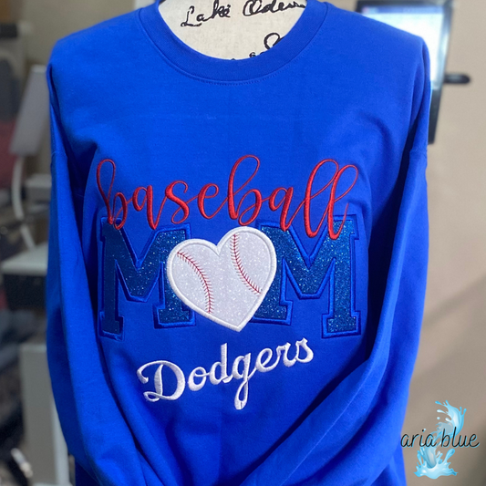 Baseball Mom Embroidery Crewneck Sweatshirt